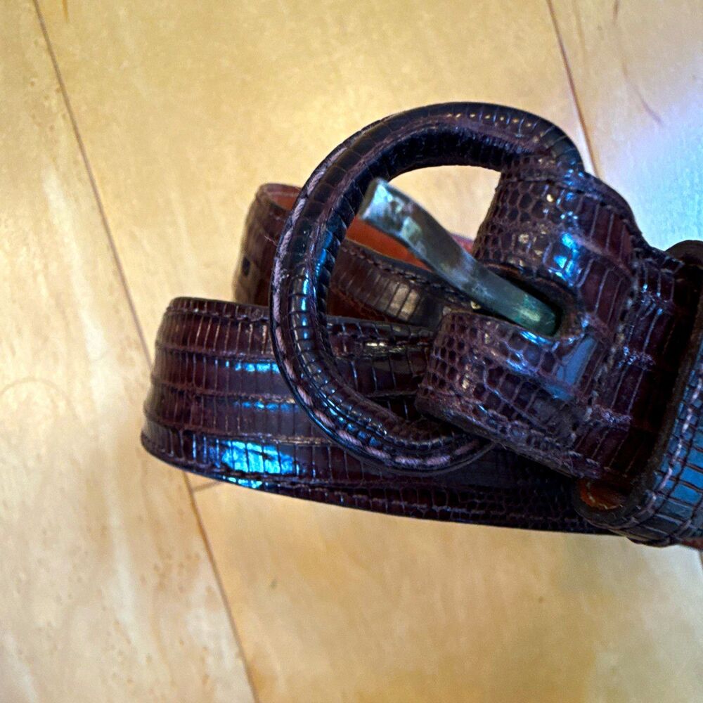 Ralph Lauren BROWN Textured Wide Genuine Belt Buckle Size 26